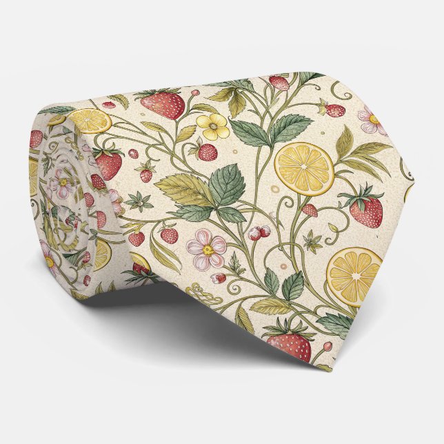 Rustic Strawberry & Citrus Earthy Pattern (3) Tie (Rolled)