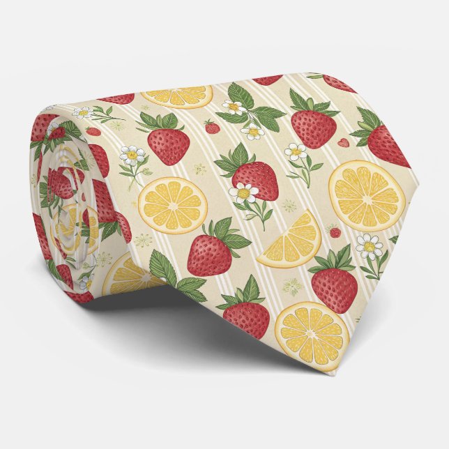 Rustic Strawberry & Citrus Earthy Pattern (4) Tie (Rolled)