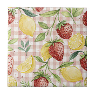 Rustic Strawberry & Citrus Earthy Pattern (7) Tile