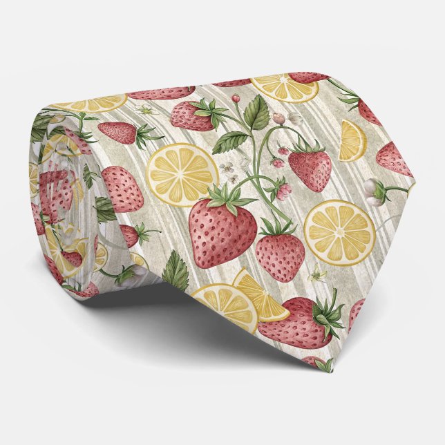 Rustic Strawberry & Citrus Earthy Pattern (8) Tie (Rolled)