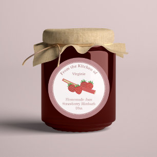 Rustic Strawberry Rhubarb Jam Kraft Label Sticker