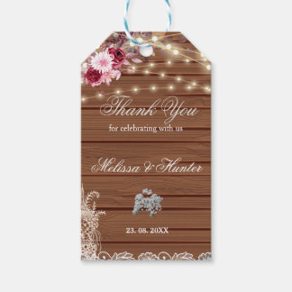 Rustic String Lights Baby's Breath Lace Wedding Gift Tags