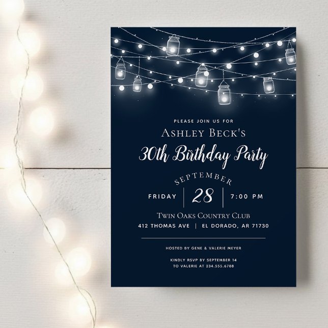 Rustic String Lights Birthday Party Invitation (Creator Uploaded)