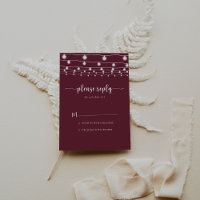 Rustic String Lights Burgundy Calligraphy RSVP