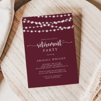 Rustic String Lights Burgundy Retirement Party