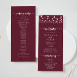 Rustic String Lights Burgundy Wedding Program Programme<br><div class="desc">This rustic string lights burgundy wedding program is perfect for a classic wedding. The design features beautiful hand-painted string lights in a burgundy background.</div>