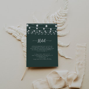 Rustic String Lights Calligraphy Green Hotel  Enclosure Card