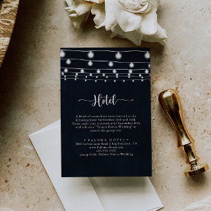 Rustic String Lights Calligraphy Hotel Enclosure Card
