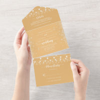 Rustic String Lights Calligraphy Yellow Wedding