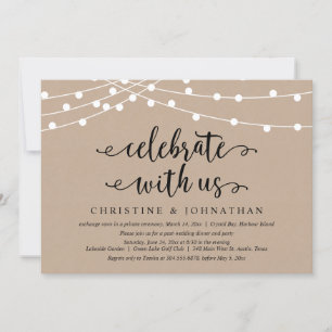 Rustic String Lights, Celebrate with us, Elopement Invitation