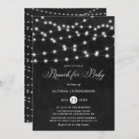 Rustic String Lights Chalkboard Baby Shower Brunch