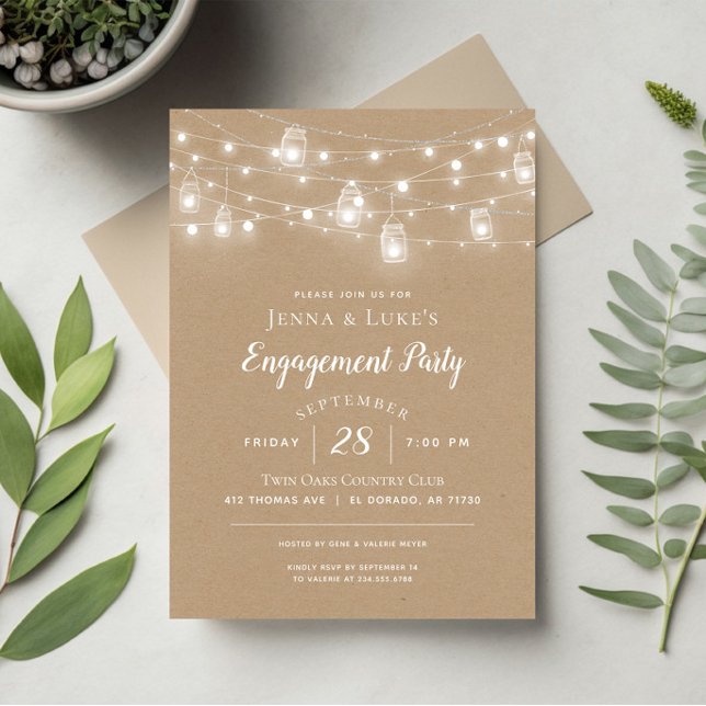 Rustic String Lights Engagement Party Invitation (Creator Uploaded)