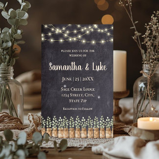 Rustic String Lights Eucalyptus Mason Jar Invitation