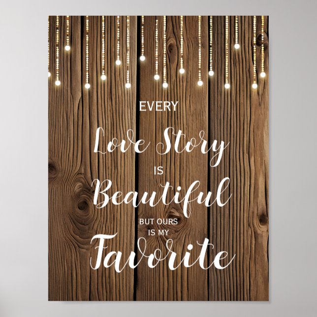 Rustic String lights Every Love story is..wedding Poster (Front)
