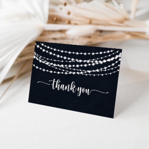Rustic String Lights Folded Wedding Thank You Card