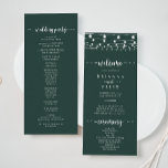 Rustic String Lights Green Wedding Program Programme<br><div class="desc">This rustic string lights green wedding program is perfect for a classic wedding. The design features beautiful hand-painted string lights in a green background.</div>