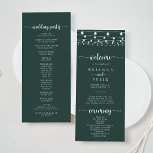 Rustic String Lights Green Wedding Program Programme