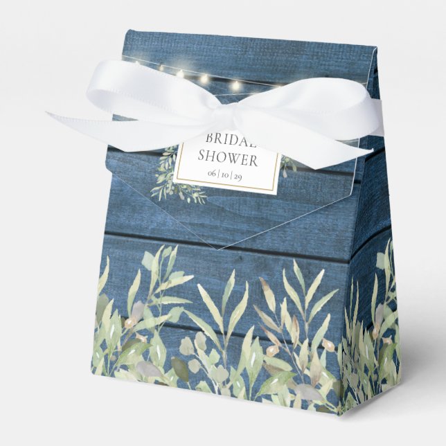 Rustic String Lights Greenery Bridal Shower Favour Box (Front Side)