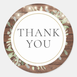 Rustic String Lights Greenery Bridal Shower Favour Classic Round Sticker