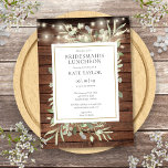 Rustic String Lights Greenery Bridesmaids Luncheon Invitation<br><div class="desc">Featuring delicate watercolor greenery leaves on a rustic wood background,  this chic bridesmaids luncheon invitation can be personalised with your special celebration event information. Designed by Thisisnotme©</div>