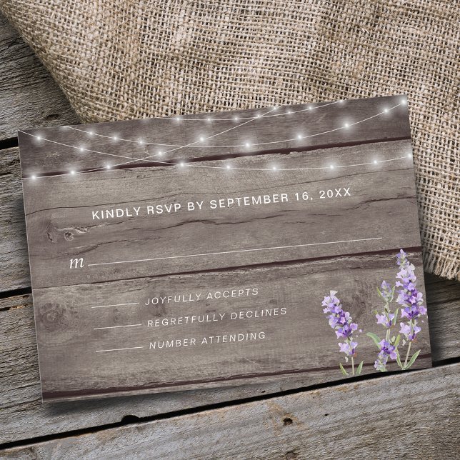 Rustic String Lights Lavender RSVP Card (Creator Uploaded)