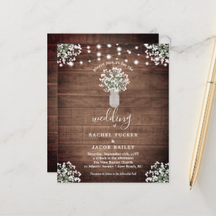 Rustic String Lights Mason Jar Wedding Invitation
