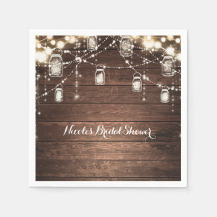 Rustic String Lights Mason Jars Lace Country Glam Napkin