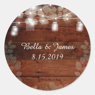 Rustic String Lights Mason Jars Wedding Sticker