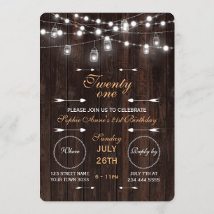 Rustic String Lights Old Barn Birthday Party Invitation