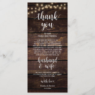 Rustic String lights, Place Setting Thank You Card