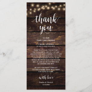 Rustic String Lights, Place Setting Thank You Card