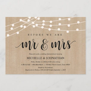 Rustic String Lights Rehearsal Dinner Invites