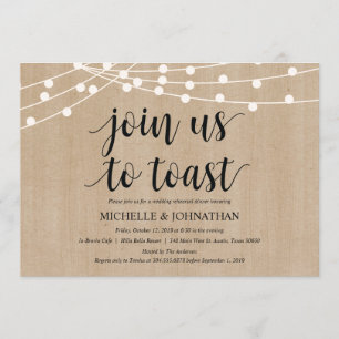Rustic String Lights Rehearsal Dinner Invites