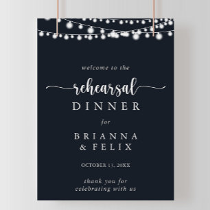 Rustic String Lights Rehearsal Dinner Welcome Sign