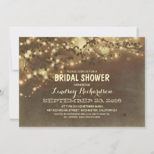 Rustic String Lights Romantic Bridal Shower Invitation