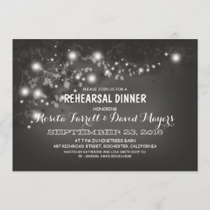 Rustic String Lights Romantic Rehearsal Dinner Invitation