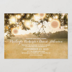 Rustic String Lights Romantic Wedding Invitation
