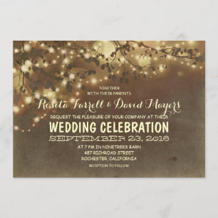 Rustic String Lights Romantic Wedding Invitation