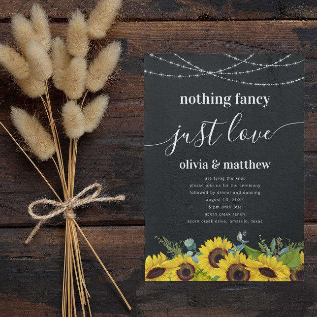 Rustic String Lights Sunflower Wedding Invitation (Creator Uploaded)