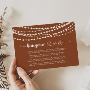 Rustic String Lights Terracotta Honeymoon Wish  Enclosure Card