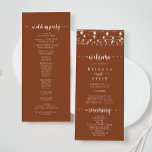 Rustic String Lights Terracotta Wedding Program Programme<br><div class="desc">This rustic string lights terracotta wedding program is perfect for a classic wedding. The design features beautiful hand-painted string lights in a terracotta background.</div>