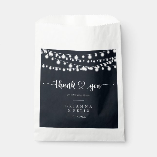 Rustic String Lights Thank You Wedding  Favour Bags (Front)