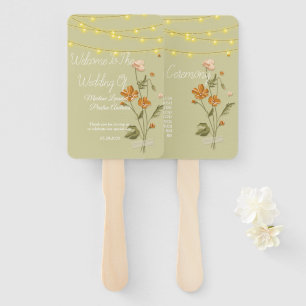 Rustic string lights trendy Floral Wedding Hand Fan