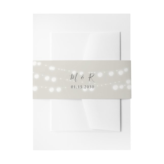 Rustic String Lights Wedding Belly Band Invitation Belly Band (Front Example)