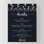 Rustic String lights Wedding Drinks Menu Sign<br><div class="desc">This rustic string lights wedding drinks menu sign is perfect for a simple wedding. The design features beautiful hand-painted string lights in a dark blue background.</div>