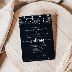 Rustic String Lights Wedding Invitation