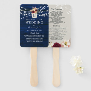 Rustic String Lights Wedding Program Fan