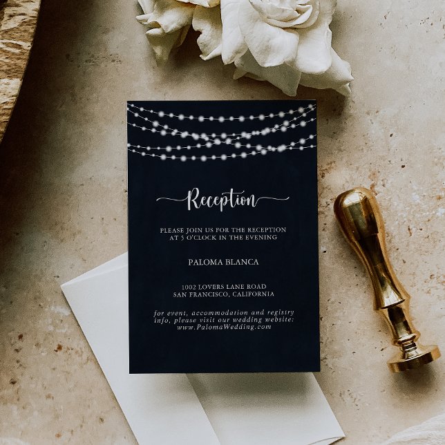 Rustic String Lights Wedding Reception   Enclosure Card (Creator Uploaded)
