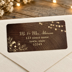 Rustic String Lights Wedding Return Address Label