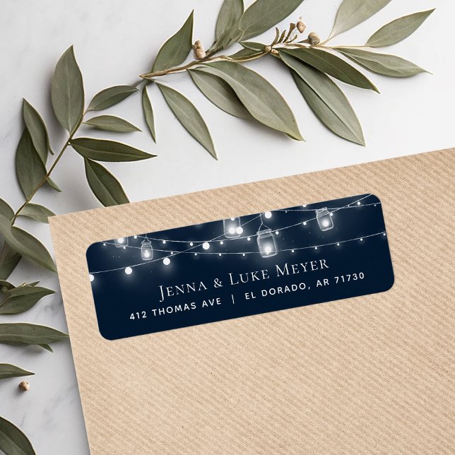 Rustic String Lights Wedding Return Address Labels (Creator Uploaded)
